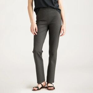 Quince Ultra-Stretch Ponte Straight Leg Pant Charcoal Grey XS Petite